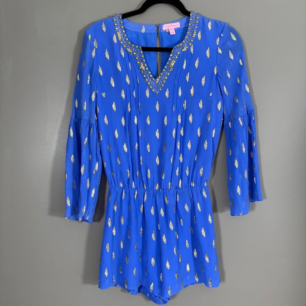 Lilly Pulitzer Ariele Silk Romper XS Resort Lightweight Whimsy Ethereal Party - Picture 2 of 10